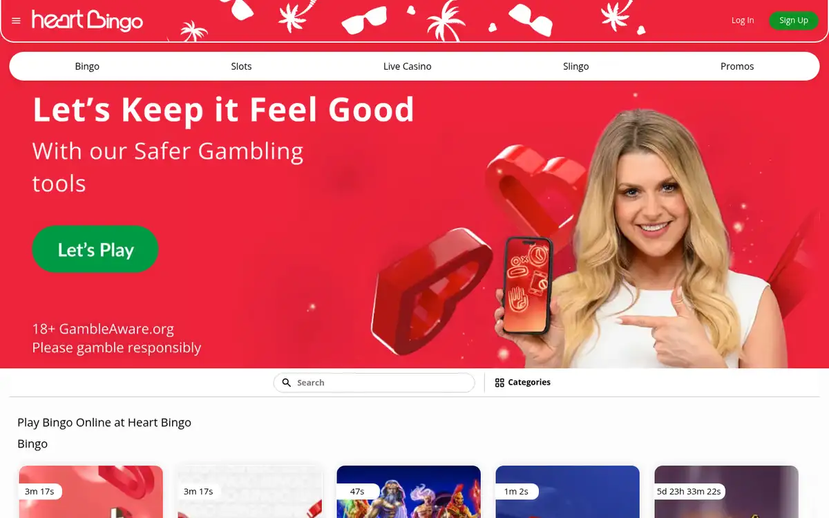 Heart Bingo homepage, captured September 2026