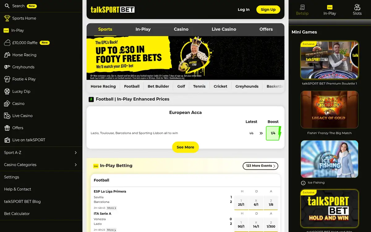 talkSPORT BET homepage, captured September 2026