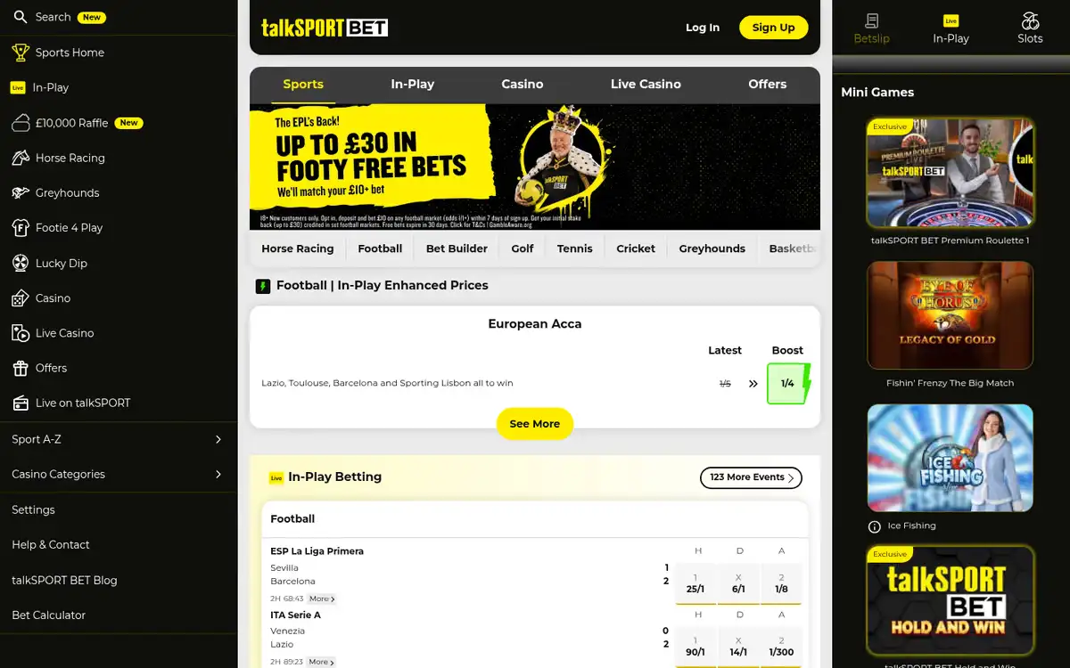 talkSPORT BET homepage, captured September 2026